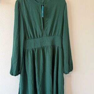 Cupshe Forest Green Long Sleeve Midi Dress